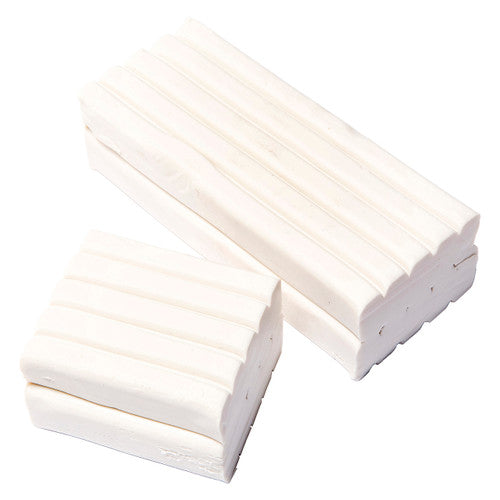 Educational Colours Modelling Clay 500g White Cello Wrapped. Close-up of smooth white modelling clay suitable for classroom and home craft use.