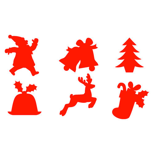 Educational Colours Paint and Dough Stampers Christmas Set of 6. Six festive Christmas-themed paint and dough stampers showing 60mm stamp faces.
