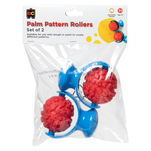 Educational Colours Palm Pattern Rollers Set of 2. Close-up of Educational Colours palm-sized pattern roller showing textured design surface.