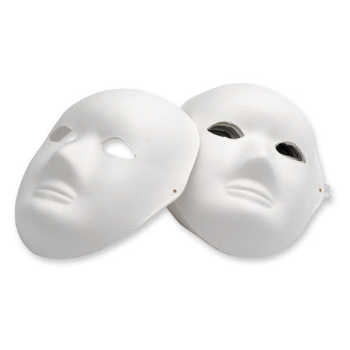 Educational Colours Paper Mache Full Mask Pack of 24. Educational Colours biodegradable cane-fibre paper mache full mask with head elastic, pack of 24.