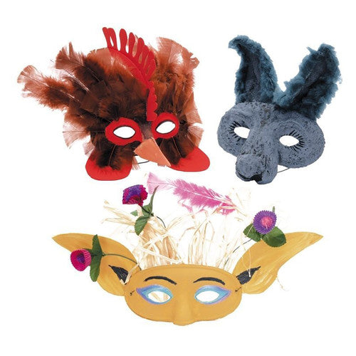 Educational Colours Paper Mache Half Masks Pack of 24. Close-up of a plain paper mache half mask ready for painting or decorating.