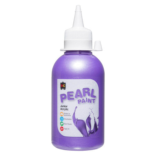 Educational Colours Pearl Paint Junior Acrylic 250ml in Violet - non-toxic water-based paint in eco-friendly PET bottle