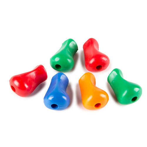 Educational Colours Pencil Grips Jar of 24. Close-up of ergonomic soft plastic pencil grip fitted onto a standard pencil.