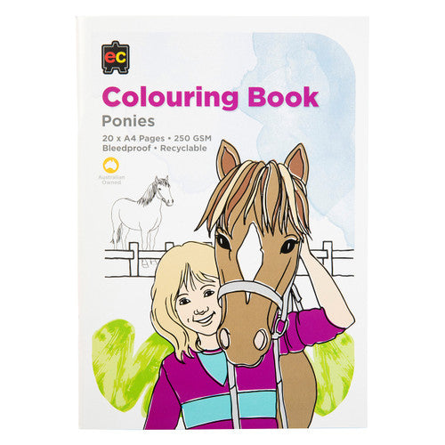 Educational Colours Ponies Colouring Book A4 20-page bleed-proof 250gsm activity book for children