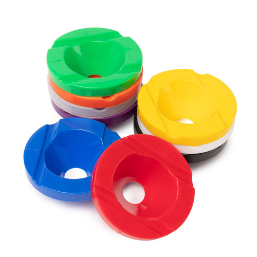 Educational Colours Premium Safety Pot Lid Black Only. Black safety pot lid with two brush-rest grooves for classroom paint pots.