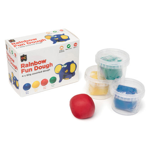 Educational Colours Rainbow Fun Dough Set of 4 tubs in red, blue, green and yellow