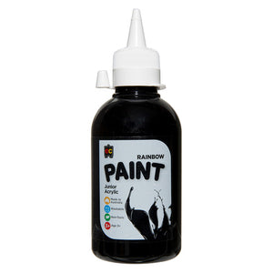 Educational Colours Rainbow Junior Acrylic Paint 250ml Black. Educational Colours Rainbow Junior Acrylic Paint 250ml bottle in Black on a white background.