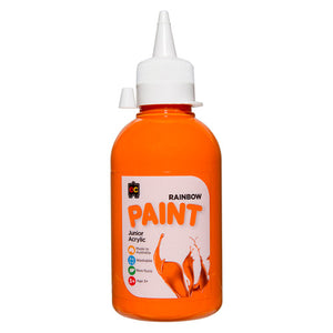 Educational Colours Rainbow Junior Acrylic Paint 250ml Orange. Educational Colours Rainbow Junior Acrylic Paint 250ml bottle in Orange, made in Australia.