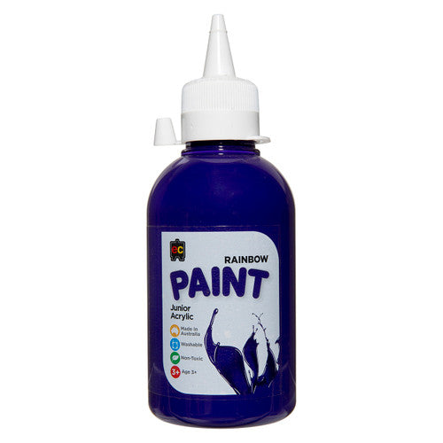 Educational Colours Rainbow Junior Acrylic Paint 250ml bottle in purple, non-toxic and washable, made in Australia