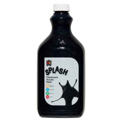 Educational Colours Splash Classroom Acrylic Paint 2L Liquorice Black. Educational Colours Splash Classroom Acrylic Paint 2L bottle in Liquorice Black.