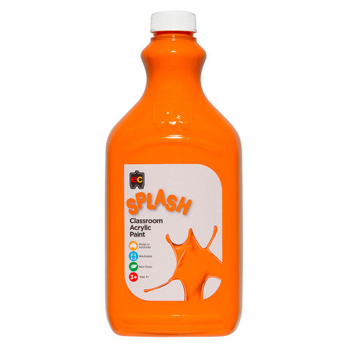 Educational Colours Splash Classroom Acrylic Paint 2L Tangy Orange. Educational Colours Splash Classroom Acrylic Paint 2L bottle in Tangy Orange.
