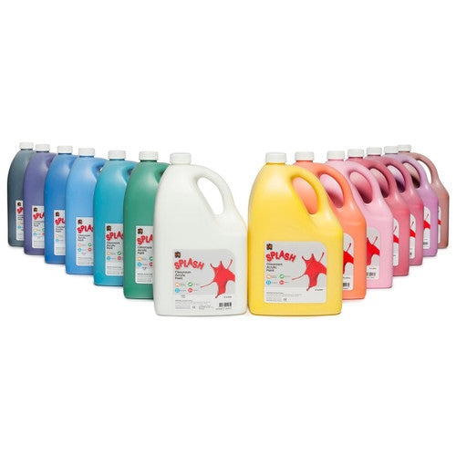 Close-up of Educational Colours Splash Acrylic Paint 5L Liquorice Black label showing non-toxic water-based formula