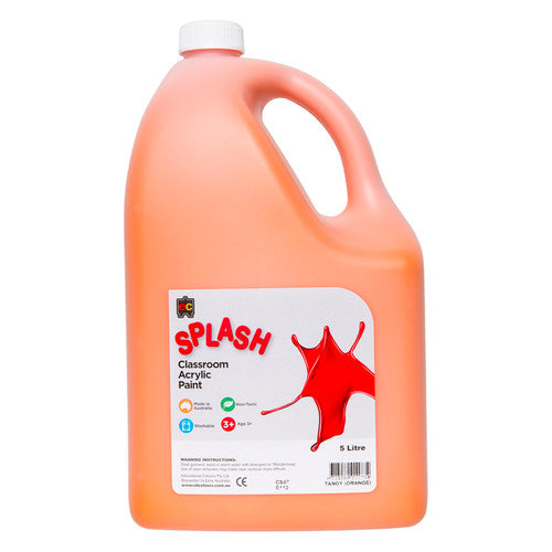 Educational Colours Splash Classroom Acrylic Paint 5L Tangy Orange. Educational Colours Splash Classroom Acrylic Paint 5 litre bottle in Tangy Orange.