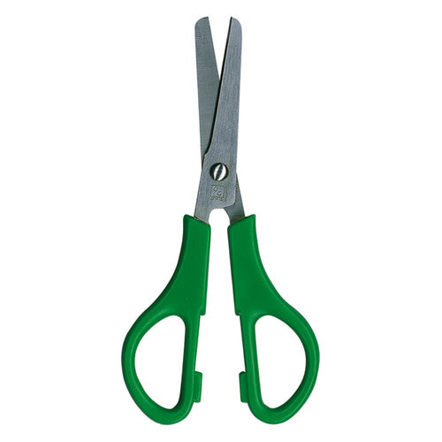 Close-up of reversed stainless steel blades on Educational Colours left-handed scissors for students