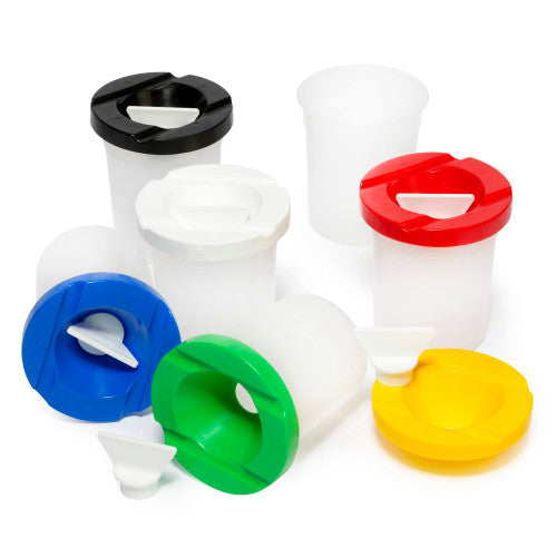 Educational Colours Stopper for Premium Safety Paint Pot. Close-up of Educational Colours paint pot stopper showing leak-proof seal.