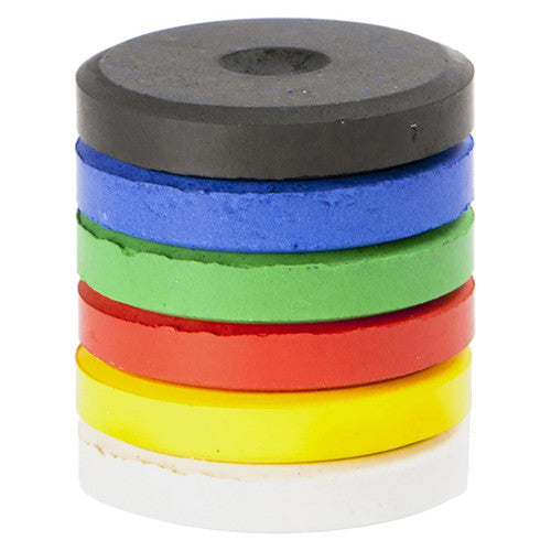 Educational Colours Temperablock 06W Refill Pack of 6 assorted watercolour discs in white, black, red, blue, green and yellow