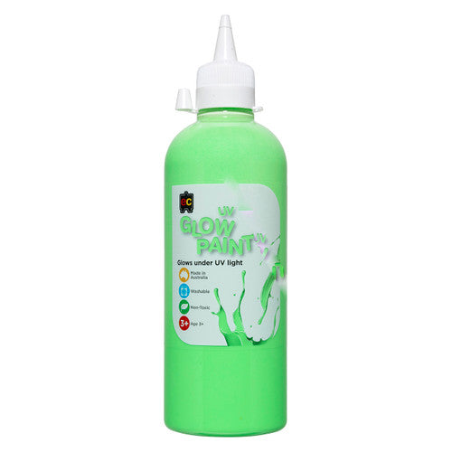 Educational Colours UV Glow Paint 500ml Green. Educational Colours UV Glow Paint 500ml bottle in green.