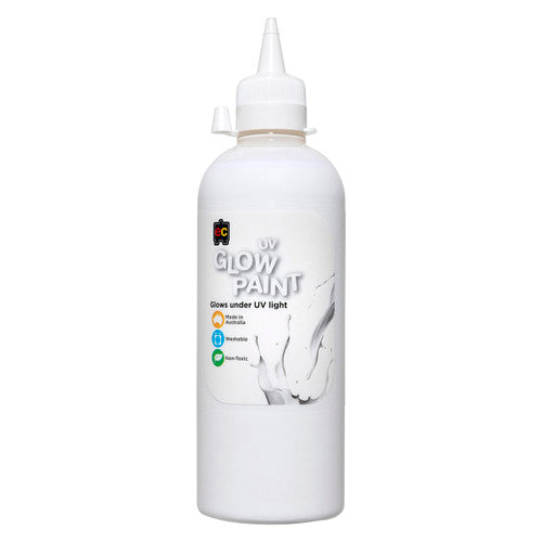Educational Colours UV Glow Paint 500ml White bottle shown upright on a white background