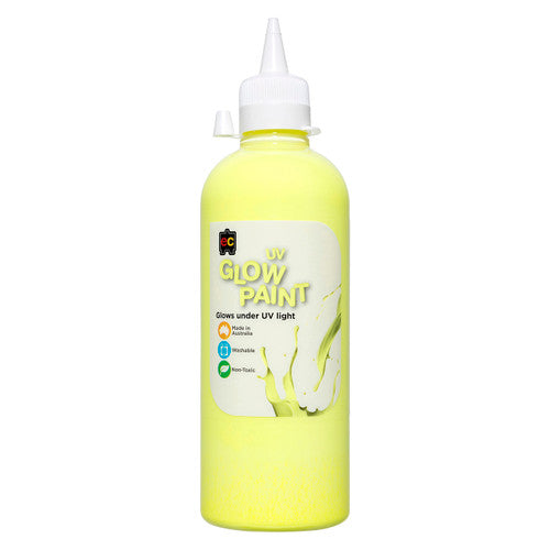 Educational Colours UV Glow Paint 500ml yellow bottle front view