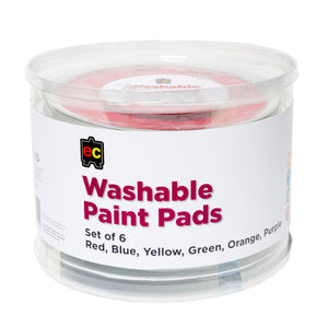 Educational Colours Washable Paint Pad Set of 6 showing all six colour pads with lids