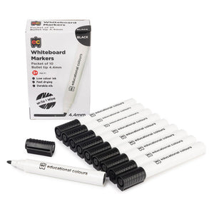 Educational Colours Whiteboard Markers Thick Black Pack of 10. Educational Colours thick black whiteboard markers with 4.4mm bullet nib, pack of 10.