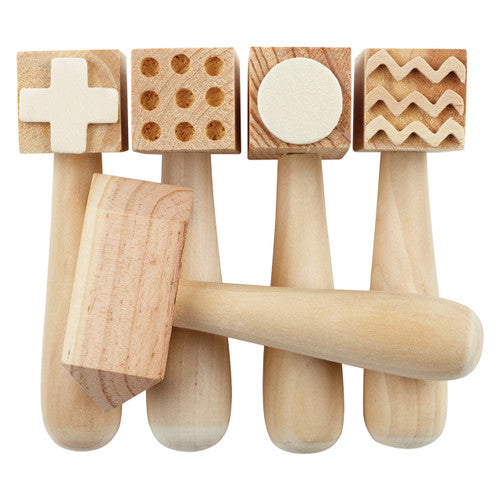 Educational Colours Wooden Pattern Hammer Set of 5 displayed together on a white background