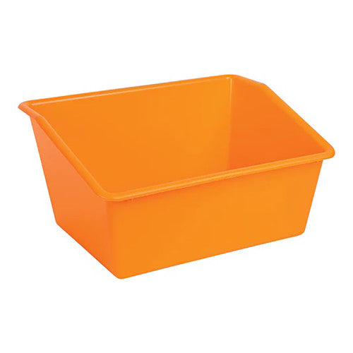 Elizabeth Richards Orange Book Bin showing forward-facing book storage, front view