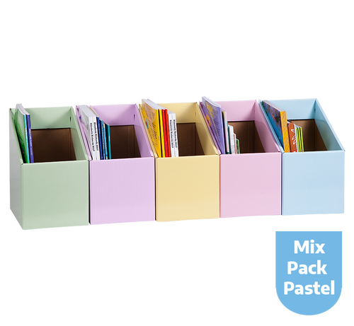 Elizabeth Richards mixed pastel book boxes, set of 5, shown in assorted pastel colours