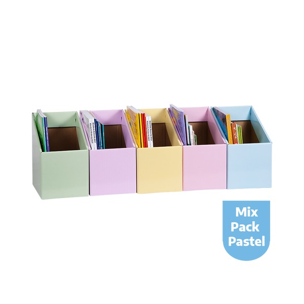 Elizabeth Richards mixed pastel book boxes, set of 5, shown in assorted pastel colours