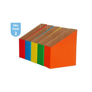Elizabeth Richards Mixed Pack 2 set of 5 laminated magazine boxes in Red, Light Blue, Yellow, Green and Orange