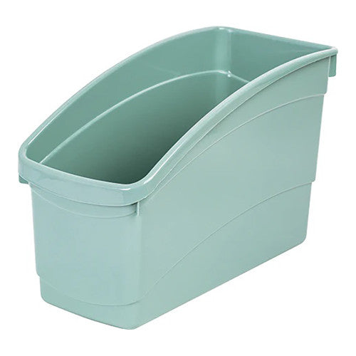 Elizabeth Richards Plastic Book Tub in Snow Gum colour, front view showing high-back design