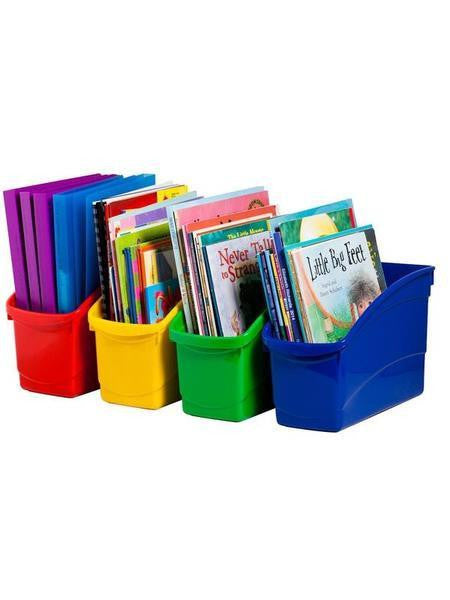Elizabeth Richards Book Tub White on a classroom shelf