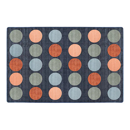 Close-up of the cut pile polyester surface and non-slip latex backing on the Elizabeth Richards Colours of Australia Circle Rug