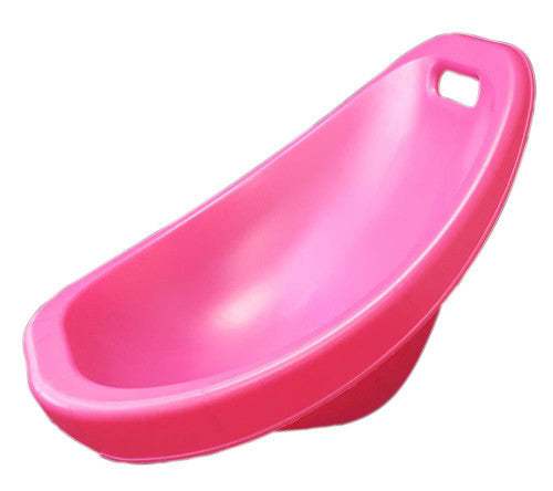 Close-up of Scoop Rocker seat showing single-material plastic construction