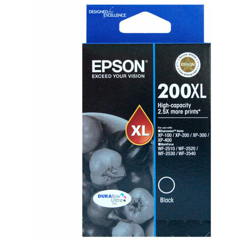 Epson 200XL DURABrite Ultra High Yield Black Ink Cartridge for XP and WorkForce printers