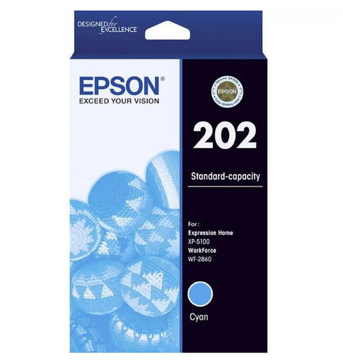 Epson 202 Standard Capacity Cyan Ink Cartridge C13T02N292 for WorkForce WF-2860 and Expression Home XP-5100