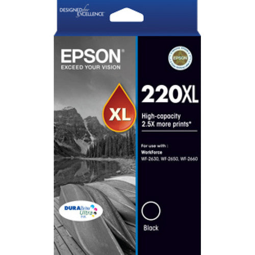 Epson 220XL DURABrite Ultra high yield black ink cartridge for WorkForce and Expression Home printers