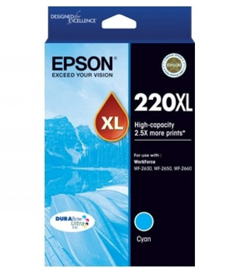 Epson 220XL high yield cyan DURABrite Ultra ink cartridge for WorkForce and Expression Home printers
