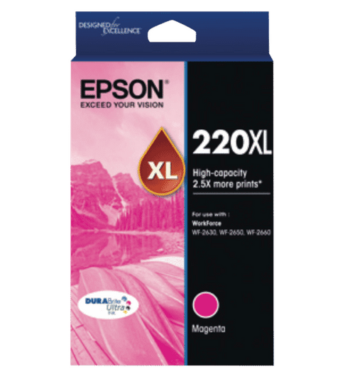 Epson 220XL High Yield DURABrite Ultra Magenta ink cartridge for WorkForce and Expression Home printers