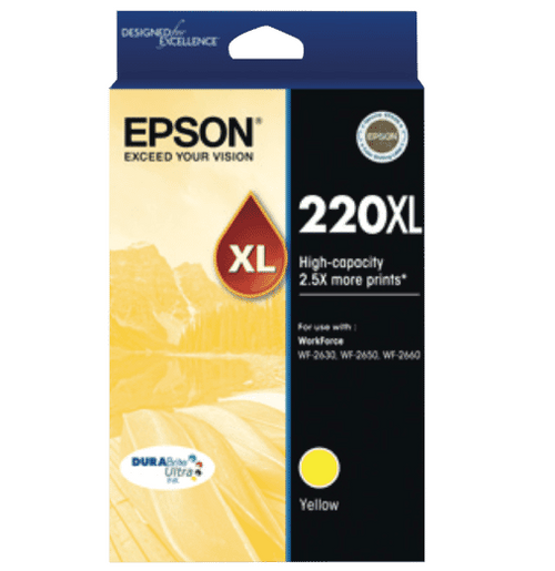 Epson 220XL DURABrite Ultra high yield yellow ink cartridge for WorkForce and Expression Home printers