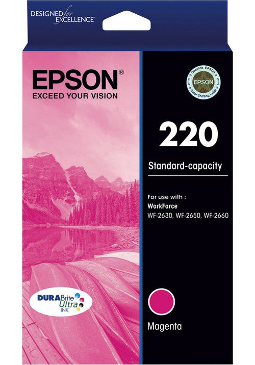 Epson 220 Standard Capacity DURABrite Ultra magenta inkjet cartridge for WorkForce and Expression Home printers