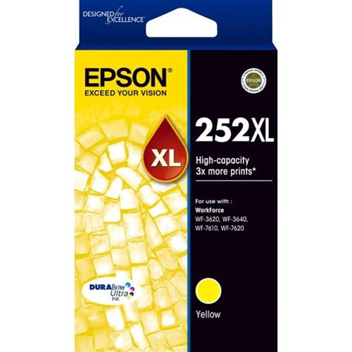 Epson 252XL Yellow high yield DURABrite Ultra pigment ink cartridge for WorkForce printers