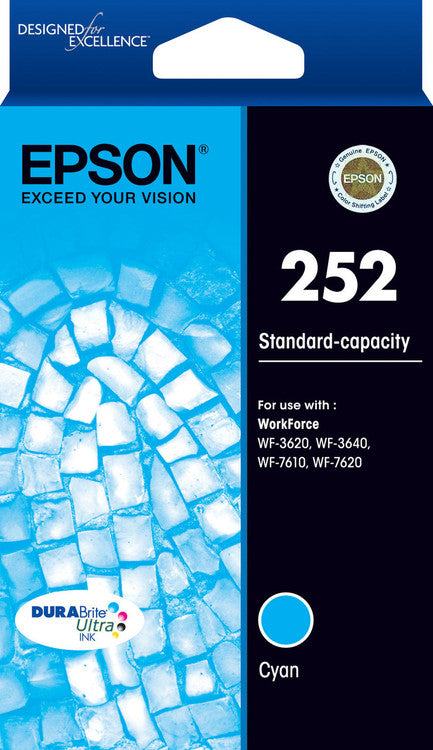 Epson 252 Standard Capacity DURABrite Ultra Cyan Ink Cartridge for WorkForce printers
