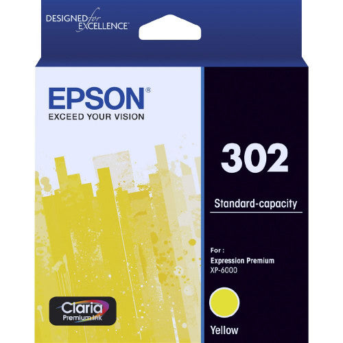 Epson 302 Standard Capacity Claria Premium Yellow ink cartridge for Expression Premium XP-6000 and XP-6100