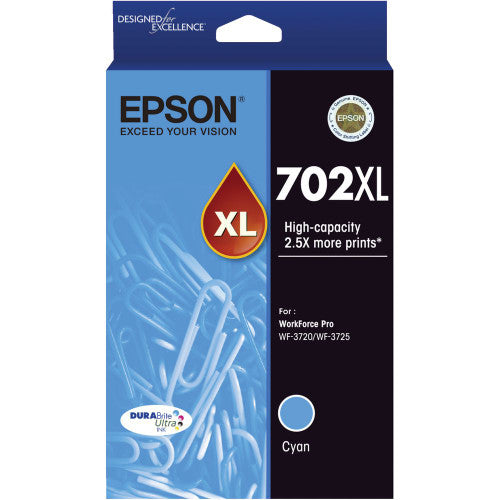 Epson 702XL High Yield DURABrite Ultra Cyan ink cartridge for WorkForce Pro printers