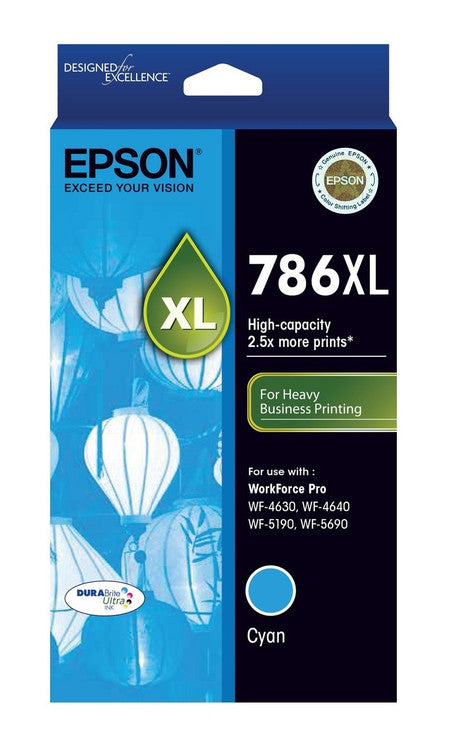 Epson 786XL DURABrite Ultra high yield cyan ink cartridge for WorkForce Pro WF-4630 and WF-4640