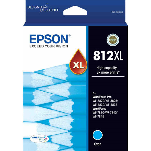 Epson 812XL High Capacity DURABrite Ultra Cyan ink cartridge for WorkForce Pro printers