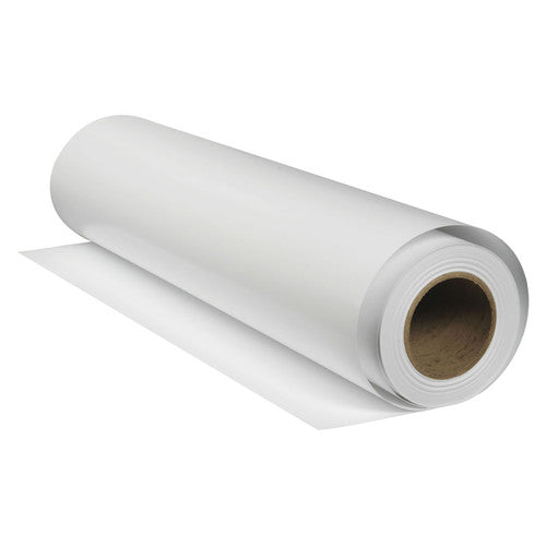 Close-up of Epson semimatte photo paper roll surface showing finish and weight