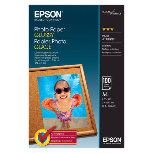 Epson S042540 A4 glossy photo paper 200gsm 100-sheet pack for inkjet printers