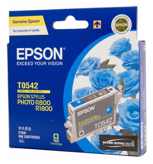 Epson T0542 UltraChrome Hi-Gloss Cyan pigment ink cartridge for Stylus Photo R800 and R1800